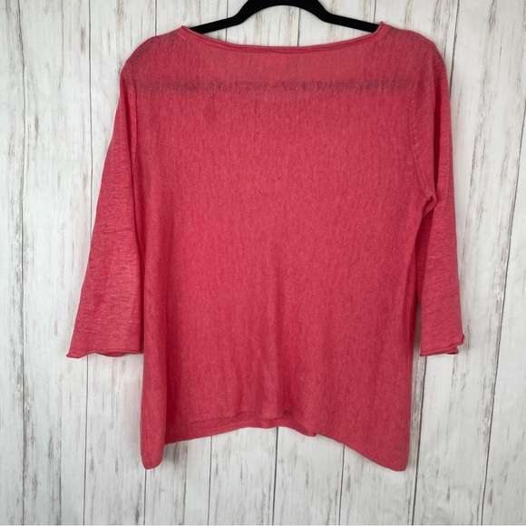 Eileen Fisher 100% linen pink peach sweater - Picture 5 of 5
